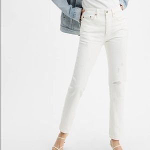 Levi's 501 Skinny Jeans Distressed White Denim Pants